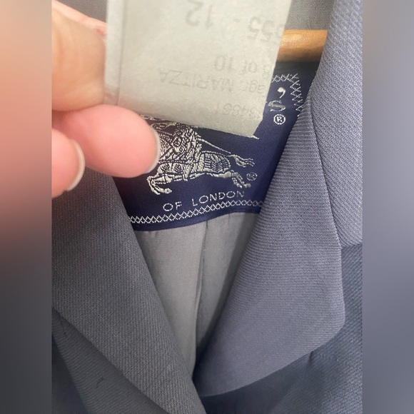 Burberry’s Gray Virgin Wool Blazer Coat Size 16 Vintage Oversized *damaged* - Picture 3 of 14